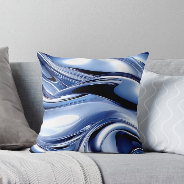 Item preview, Abstract Silvery-Blue Metallic-Like Waves Fluid Art designed and sold by DEC02.