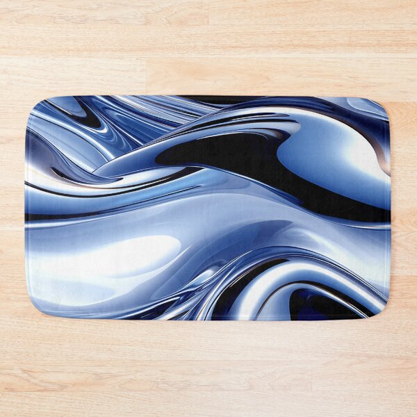 Item preview, Abstract Silvery-Blue Metallic-Like Waves Fluid Art designed and sold by DEC02.