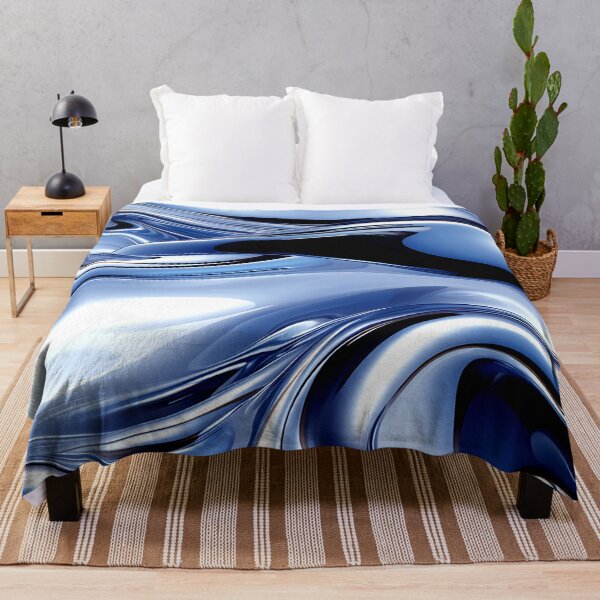 Item preview, Abstract Silvery-Blue Metallic-Like Waves Fluid Art designed and sold by DEC02.