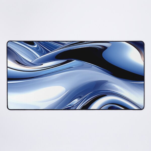 Item preview, Abstract Silvery-Blue Metallic-Like Waves Fluid Art designed and sold by DEC02.