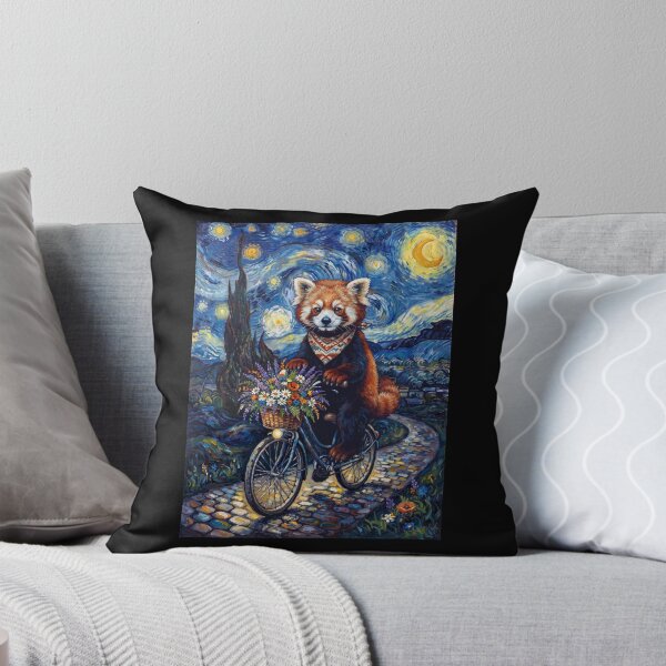 Item preview, Red Panda Biking Bike Starry Night Van Gogh Art Animal Lover designed and sold by dian-rody-crest.