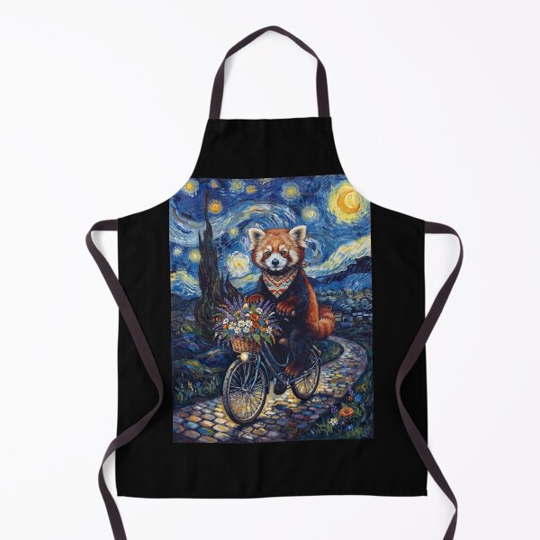 Item preview, Red Panda Biking Bike Starry Night Van Gogh Art Animal Lover designed and sold by dian-rody-crest.