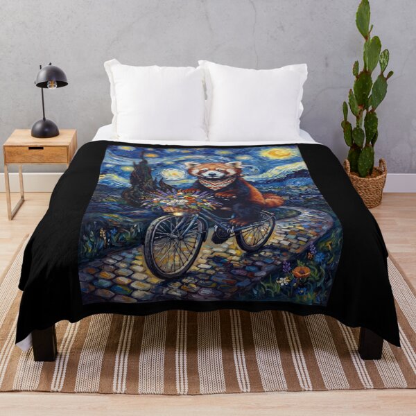 Item preview, Red Panda Biking Bike Starry Night Van Gogh Art Animal Lover designed and sold by dian-rody-crest.