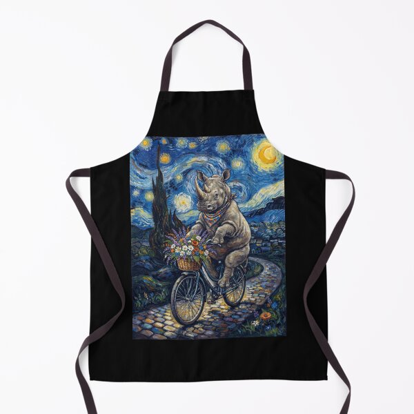 Item preview, Rhino Biking Bike Starry Night Van Gogh Art Animal Lover designed and sold by dian-rody-crest.