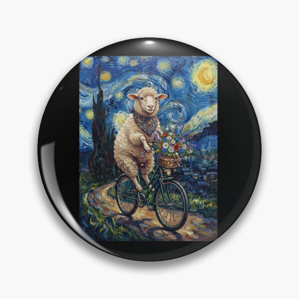 Item preview, Sheep Biking Bike Starry Night Van Gogh Art Animal Lover designed and sold by dian-rody-crest.