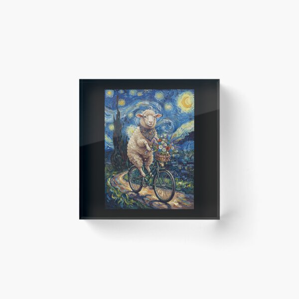 Item preview, Sheep Biking Bike Starry Night Van Gogh Art Animal Lover designed and sold by dian-rody-crest.