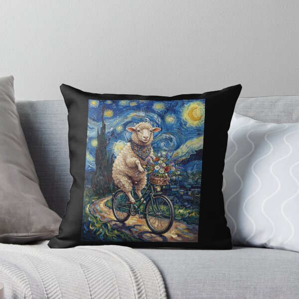 Item preview, Sheep Biking Bike Starry Night Van Gogh Art Animal Lover designed and sold by dian-rody-crest.
