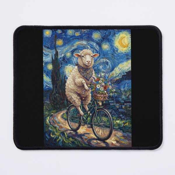 Item preview, Sheep Biking Bike Starry Night Van Gogh Art Animal Lover designed and sold by dian-rody-crest.