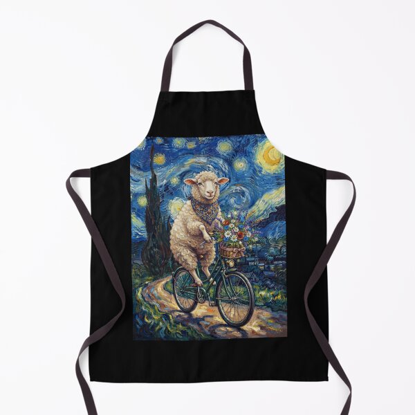 Artikelvorschau, Schafe radeln Fahrrad Sternennacht Van Gogh Kunst Tierliebhaber entworfen und verkauft von dian-rody-crest.