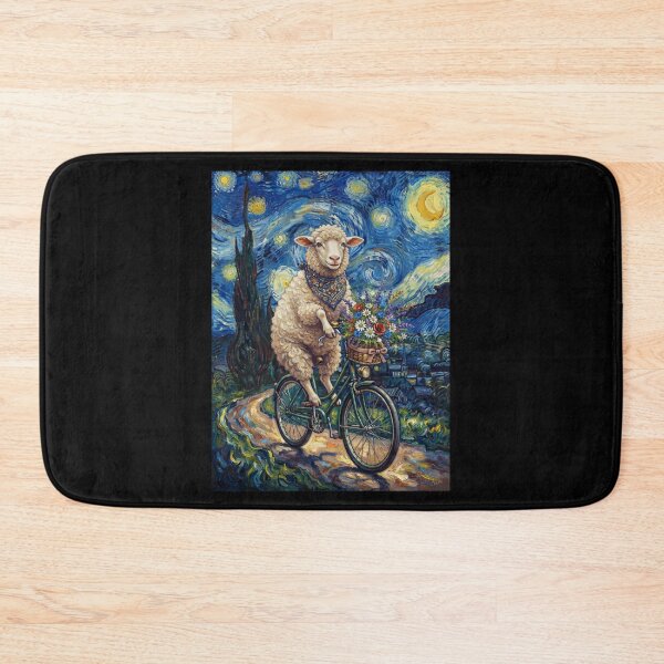 Item preview, Sheep Biking Bike Starry Night Van Gogh Art Animal Lover designed and sold by dian-rody-crest.