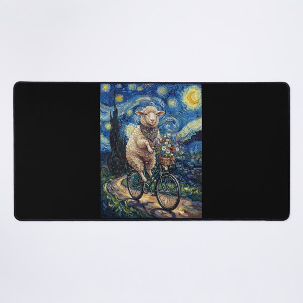 Item preview, Sheep Biking Bike Starry Night Van Gogh Art Animal Lover designed and sold by dian-rody-crest.