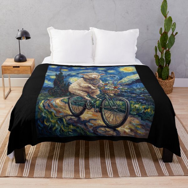 Item preview, Sheep Biking Bike Starry Night Van Gogh Art Animal Lover designed and sold by dian-rody-crest.