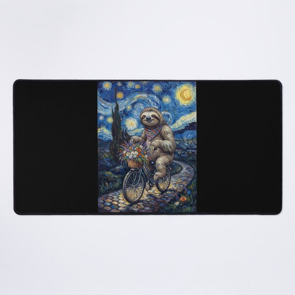 Item preview, Sloth Biking Bike Starry Night Van Gogh Art Animal Lover designed and sold by dian-rody-crest.
