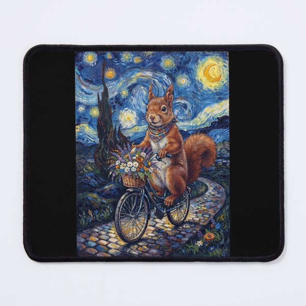Item preview, Squirrel Biking Bike Starry Night Van Gogh Art Animal Lover designed and sold by dian-rody-crest.