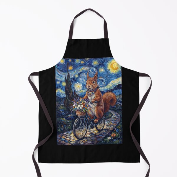 Item preview, Squirrel Biking Bike Starry Night Van Gogh Art Animal Lover designed and sold by dian-rody-crest.