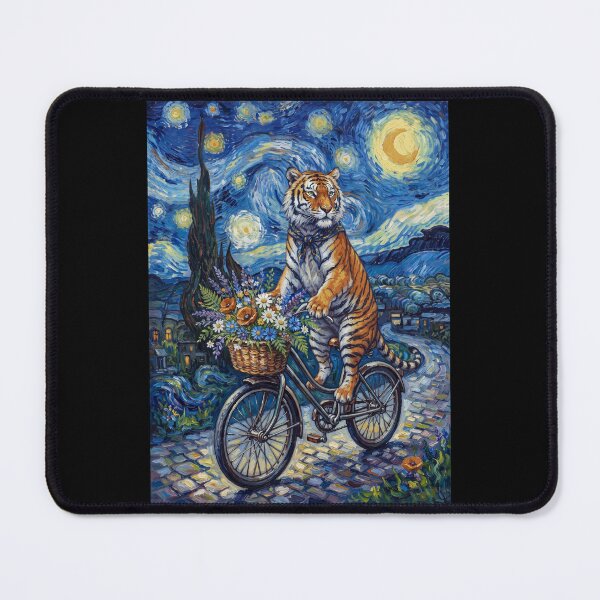 Item preview, Tiger Biking Bike Starry Night Van Gogh Art Animal Lover designed and sold by dian-rody-crest.