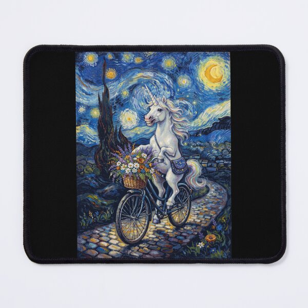 Item preview, Unicorn Biking Bike Starry Night Van Gogh Art Animal Lover designed and sold by dian-rody-crest.
