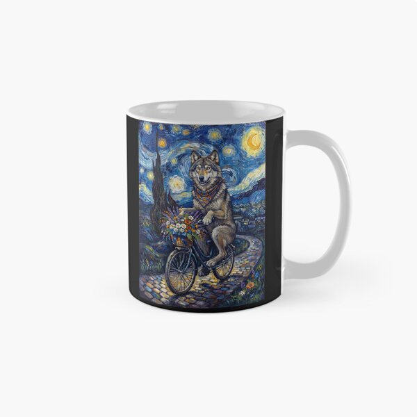 Item preview, Wolf Biking Bike Starry Night Van Gogh Art Animal Lover designed and sold by dian-rody-crest.