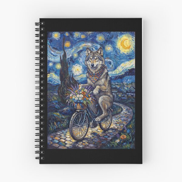 Item preview, Wolf Biking Bike Starry Night Van Gogh Art Animal Lover designed and sold by dian-rody-crest.