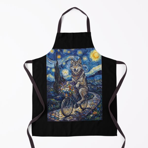 Item preview, Wolf Biking Bike Starry Night Van Gogh Art Animal Lover designed and sold by dian-rody-crest.