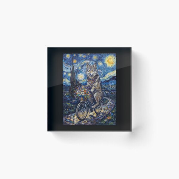 Item preview, Wolf Biking Bike Starry Night Van Gogh Art Animal Lover designed and sold by dian-rody-crest.