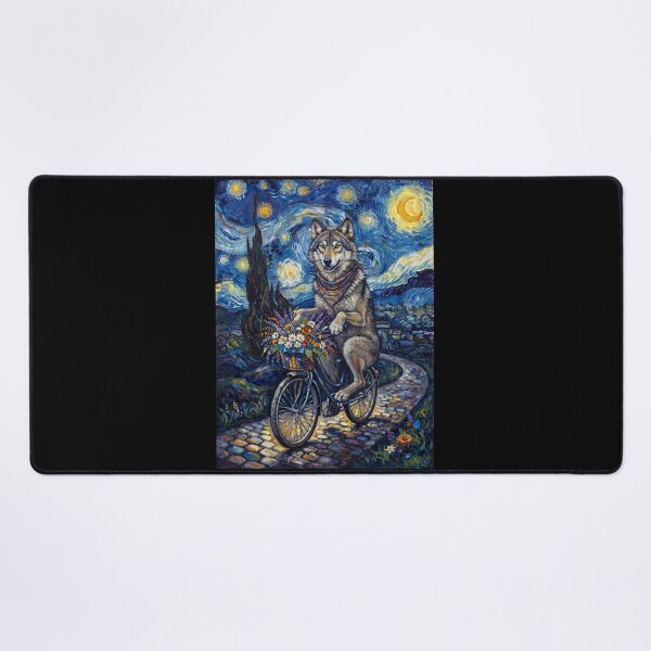 Item preview, Wolf Biking Bike Starry Night Van Gogh Art Animal Lover designed and sold by dian-rody-crest.