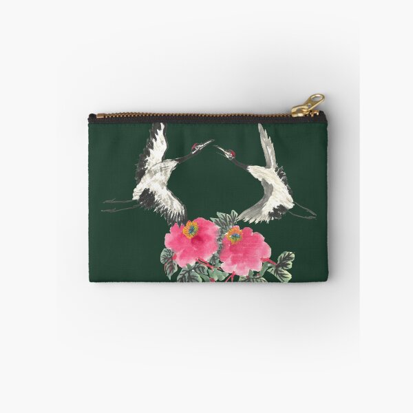 Item preview, Dancing Cranes and Peonies | East Asian Brush Art Print designed and sold by HiddenJadeArtStudio.
