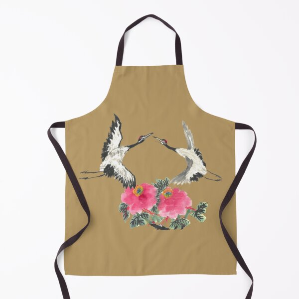 Item preview, Dancing Cranes and Peonies | East Asian Brush Art Print designed and sold by HiddenJadeArtStudio.