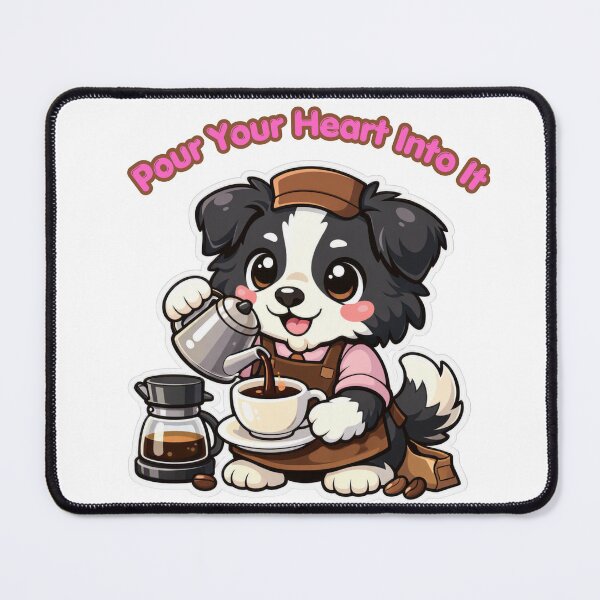 Item preview, Pour Your Heart Into It Cute Kawaii Barista Border Collie Coffee designed and sold by Jenni Tee.