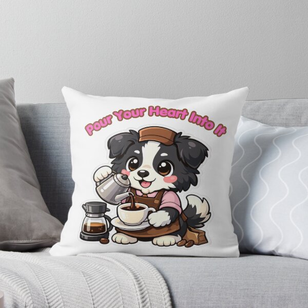 Item preview, Pour Your Heart Into It Cute Kawaii Barista Border Collie Coffee designed and sold by Jenni Tee.