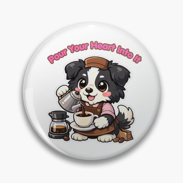 Item preview, Pour Your Heart Into It Cute Kawaii Barista Border Collie Coffee designed and sold by Jenni Tee.