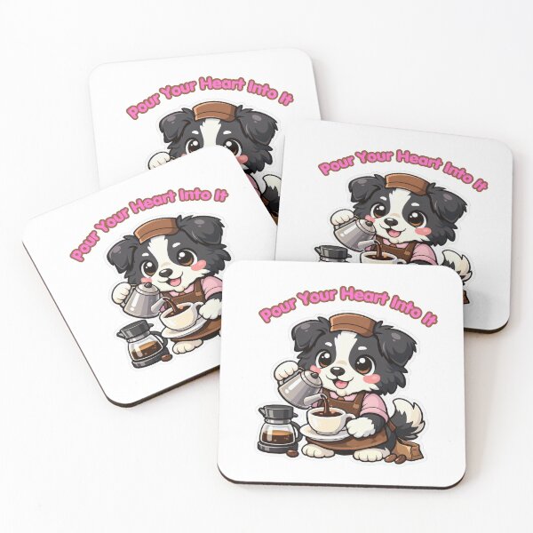 Item preview, Pour Your Heart Into It Cute Kawaii Barista Border Collie Coffee designed and sold by Jenni Tee.