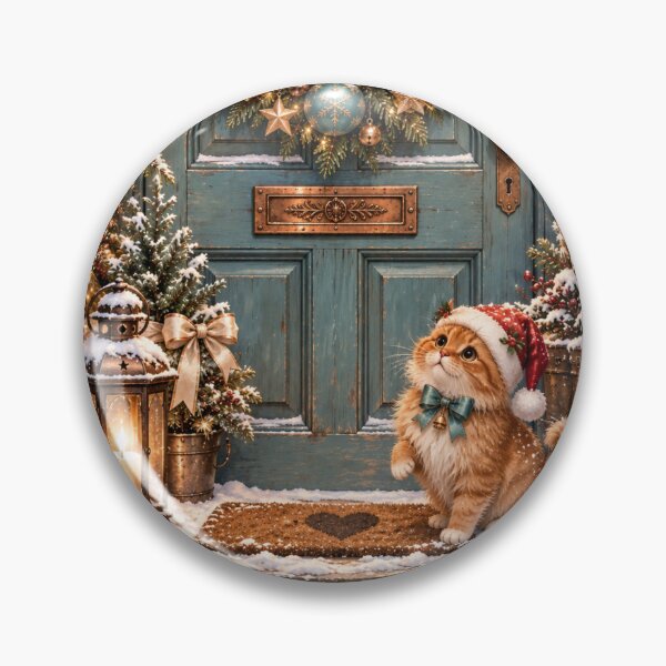 Item preview, Ginger Cat Christmas – Cosy Patina Blue Festive Door designed and sold by BigfeetLittlepaws.