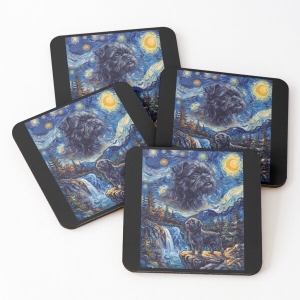 Item preview, Affenpinscher Howling Moon Starry Night Van Gogh Art Animal Lover designed and sold by dian-rody-crest.