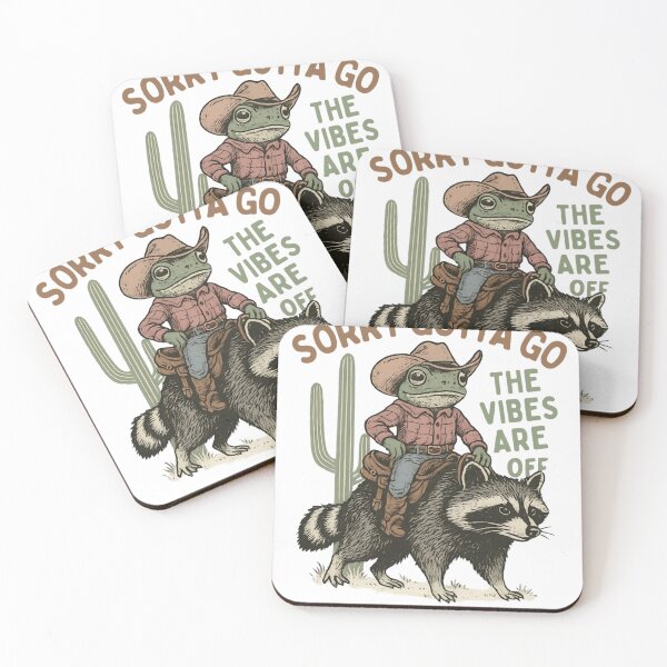 Item preview, Raccoon Funny Cowboy Frog Riding Raccoon Meme – Sorry Gotta Go Vibes Off  designed and sold by JeffreyStephen.