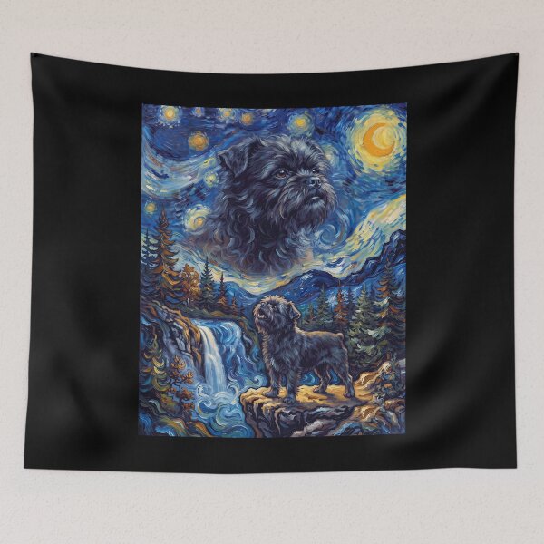 Item preview, Affenpinscher Howling Moon Starry Night Van Gogh Art Animal Lover designed and sold by dian-rody-crest.