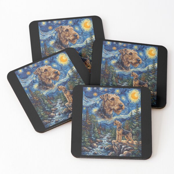 Item preview, Airedale Terrier Howling Moon Starry Night Van Gogh Art Dog Lover designed and sold by dian-rody-crest.
