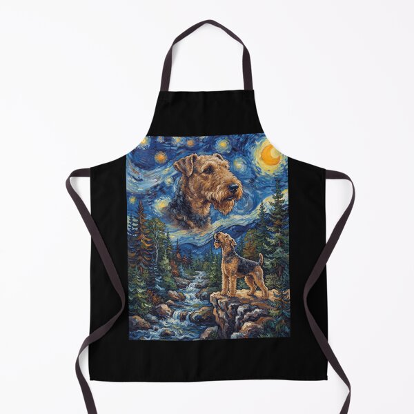 Item preview, Airedale Terrier Howling Moon Starry Night Van Gogh Art Dog Lover designed and sold by dian-rody-crest.