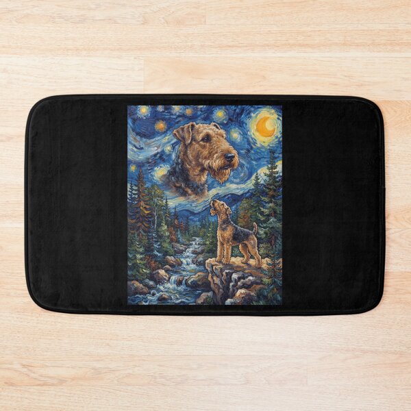 Item preview, Airedale Terrier Howling Moon Starry Night Van Gogh Art Dog Lover designed and sold by dian-rody-crest.