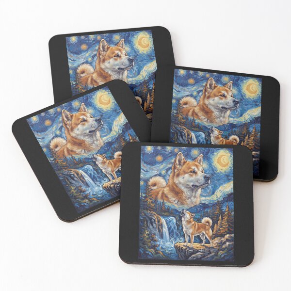Item preview, Akita Howling Moon Starry Night Van Gogh Art Dog Lover designed and sold by dian-rody-crest.
