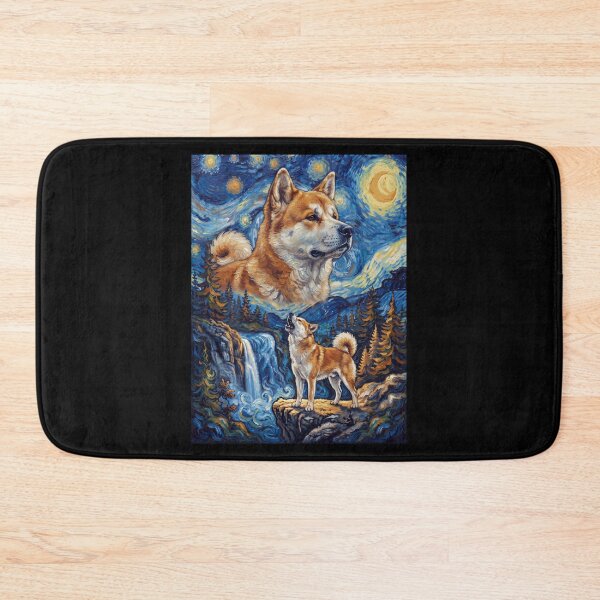 Item preview, Akita Howling Moon Starry Night Van Gogh Art Dog Lover designed and sold by dian-rody-crest.