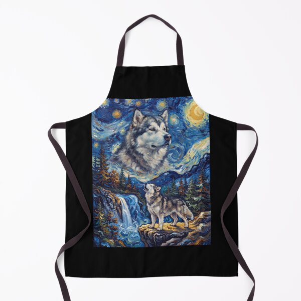 Item preview, Alaskan Malamute Howling Moon Starry Night Van Gogh Art Dog Lover designed and sold by dian-rody-crest.