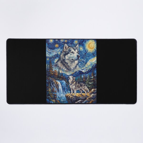 Item preview, Alaskan Malamute Howling Moon Starry Night Van Gogh Art Dog Lover designed and sold by dian-rody-crest.