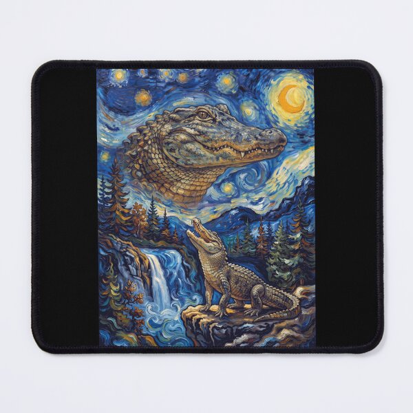Item preview, Alligator Howling Moon Starry Night Van Gogh Art Animal Lover designed and sold by dian-rody-crest.