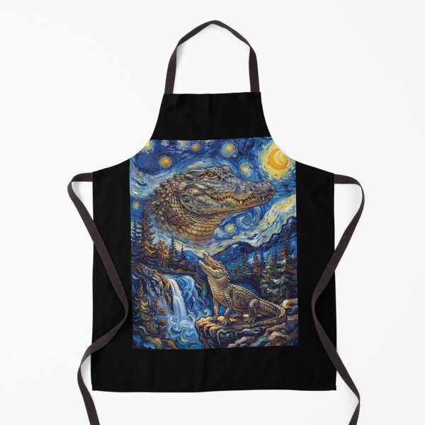 Item preview, Alligator Howling Moon Starry Night Van Gogh Art Animal Lover designed and sold by dian-rody-crest.