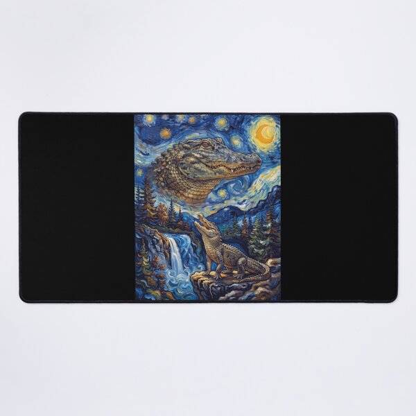 Item preview, Alligator Howling Moon Starry Night Van Gogh Art Animal Lover designed and sold by dian-rody-crest.
