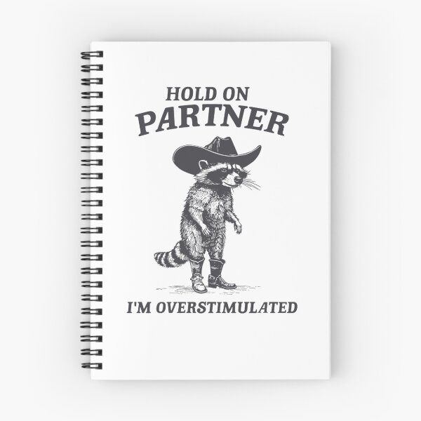 Item preview, Cowboy Raccoon Hold On Partner I'm Overstimulated Vintage designed and sold by JeffreyStephen.