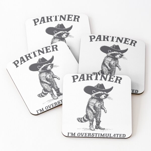 Item preview, Cowboy Raccoon Hold On Partner I'm Overstimulated Vintage designed and sold by JeffreyStephen.
