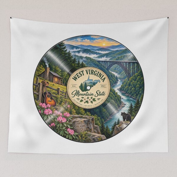 Item preview, West Virginia Vinyl Record designed and sold by Whimspired By Paxx.
