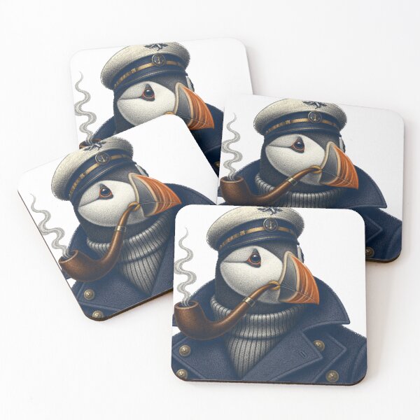 Item preview, captain puffin with pipe + peacoat designed and sold by PhiloDoh.
